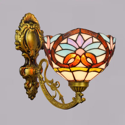 8inch Small Stained Glass Floral Lampshade Tiffany Wall Sconce - CTL