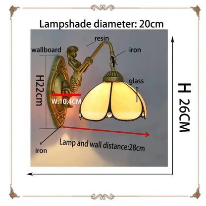 8inch Small Stained Glass Yellow Lampshade Vintage Tiffany Sconce Light - CTL