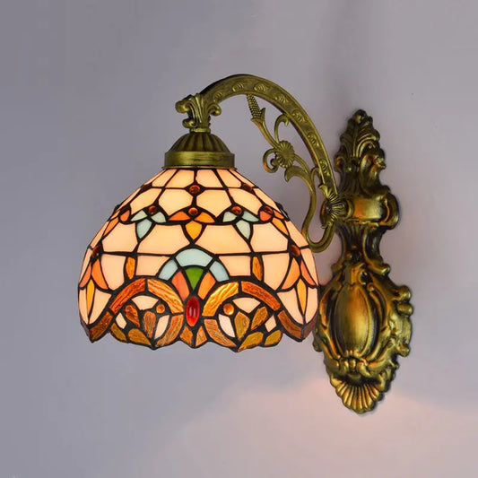 8inch Small Stained Glass Baroque Lampshade Tiffany Wall Lights Sconce Lamp - CTL