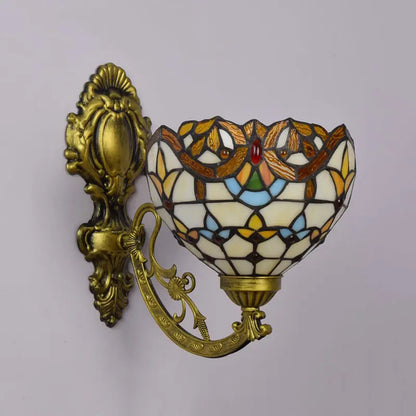 8inch Small Stained Glass Baroque Lampshade Tiffany Wall Lights Sconce Lamp - CTL