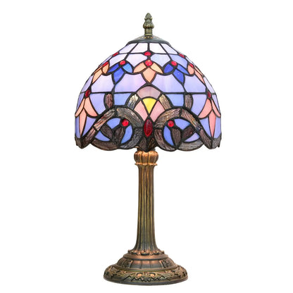 8inch Stained Glass Baroque Lampshade Tiffany Table Lamp Blue Desk Light - CTL