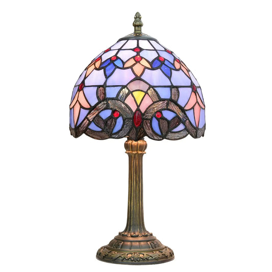 8inch Stained Glass Baroque Lampshade Tiffany Table Lamp Blue Desk Light - CTL