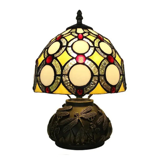 8inch 20cm Stained Glass Flower Lampshade Vintage Tiffany Table Lamp - CTL