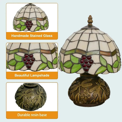 8inch 20cm Stained Glass Flower Lampshade Vintage Tiffany Table Lamp - CTL