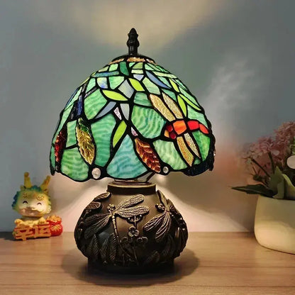 8inch 20cm Stained Glass Flower Lampshade Vintage Tiffany Table Lamp - CTL