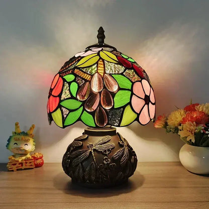 8inch 20cm Stained Glass Flower Lampshade Vintage Tiffany Table Lamp - CTL