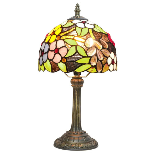 8inch 20cm Tiffany Stained Glass Garden Grape Flower Lampshade Vintage Table Lamp - CTL
