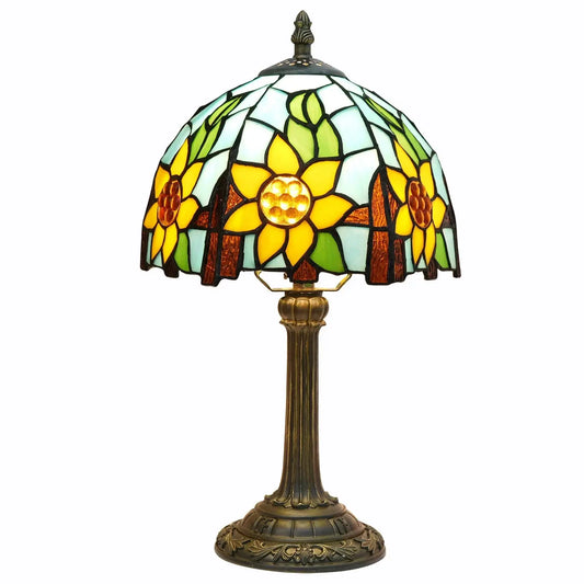 8inch 20cm Tiffany Stained Glass Garden Sunflower Lampshade Bedroom Desk Lamp - CTL
