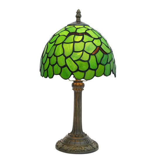8inch 20cm Tiffany Stained Glass Green Leaf Lampshade Bedroom Bedside Table Lamp - CTL