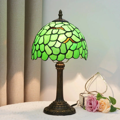 8inch 20cm Tiffany Stained Glass Green Leaf Lampshade Bedroom Bedside Table Lamp - CTL