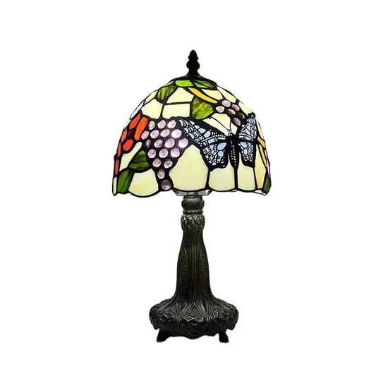8inch 20cm Vintage Country Stained Glass Flower Dragonfly Lampshade Tiffany Table Lamp - CTL