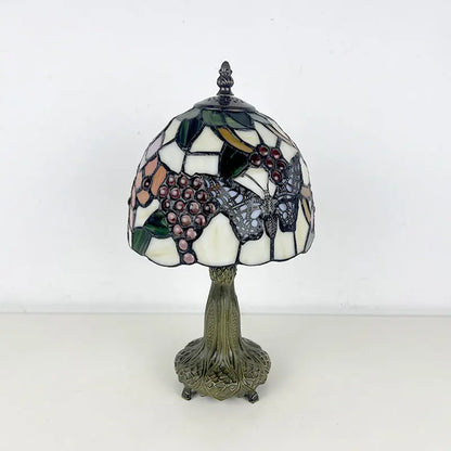 8inch 20cm Vintage Country Stained Glass Flower Dragonfly Lampshade Tiffany Table Lamp - CTL