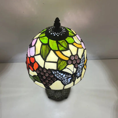 8inch 20cm Vintage Country Stained Glass Flower Dragonfly Lampshade Tiffany Table Lamp - CTL