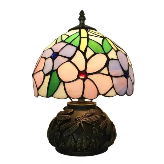 8inch 20cm Vintage Stained Glass Flower Lampshade Tiffany Table Lamp