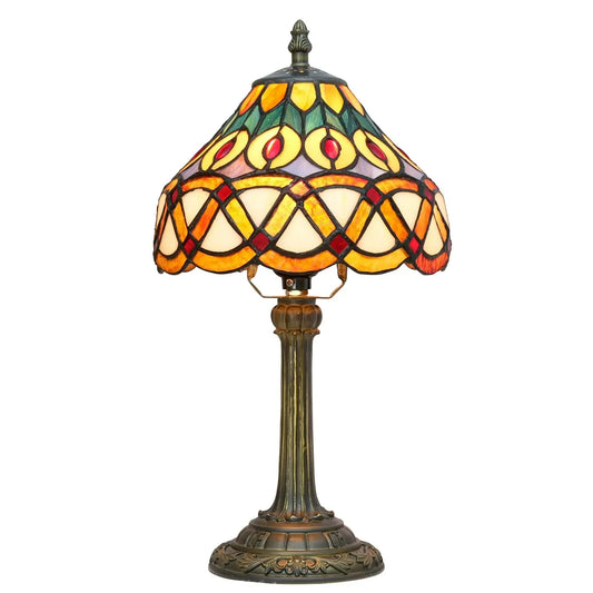 8inch Stained Glass Peacock Feather Lampshade Tiffany Style Bedside Table Lamps - CTL