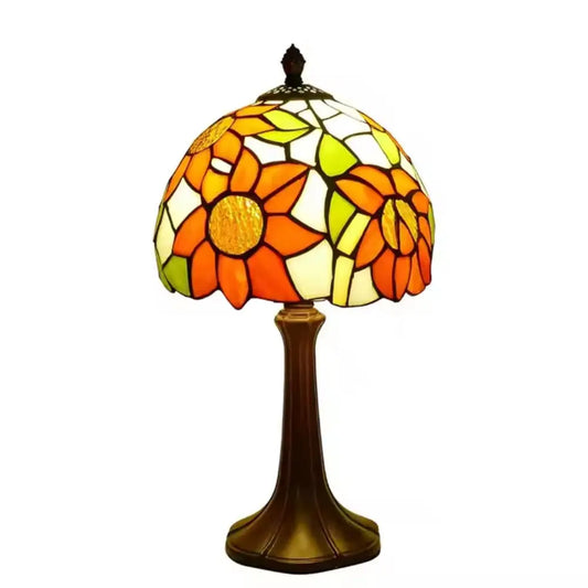 8inch 20cm Vintage Stained Glass Sunflower Pastoral Lampshade Tiffany Table Lamp - CTL