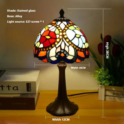 8inch 20cm Vintage Stained Glass Sunflower Pastoral Lampshade Tiffany Table Lamp - CTL