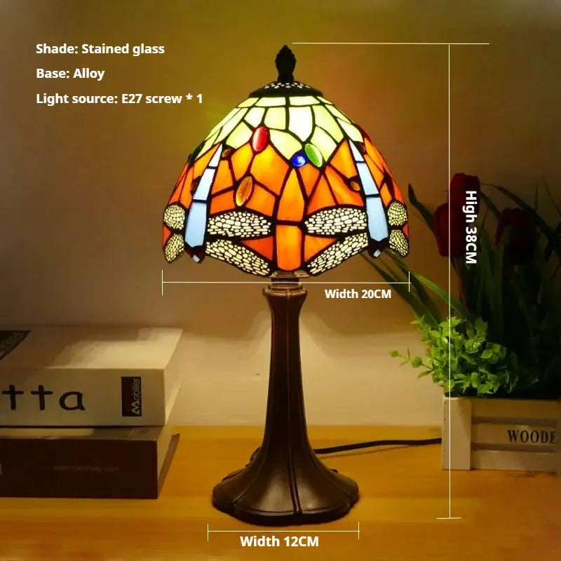 8inch 20cm Vintage Stained Glass Sunflower Pastoral Lampshade Tiffany Table Lamp - CTL