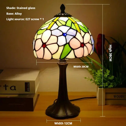 8inch 20cm Vintage Stained Glass Sunflower Pastoral Lampshade Tiffany Table Lamp - CTL