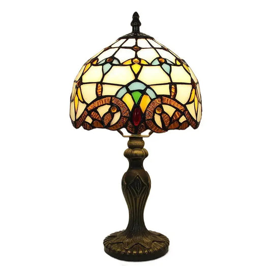 8inch Retro Desk Lamp Stained Glass Baroque Lampshade Tiffany Table Light - CTL
