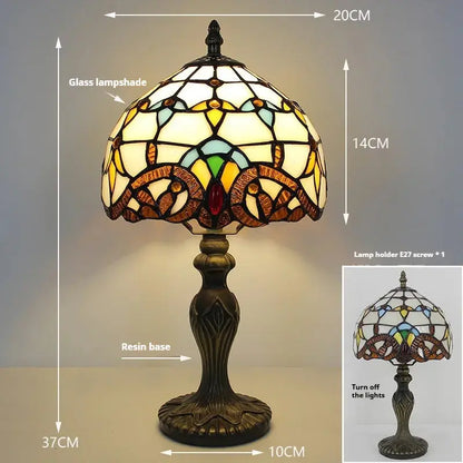 8inch Retro Desk Lamp Stained Glass Baroque Lampshade Tiffany Table Light - CTL