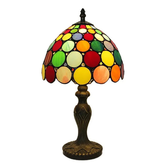 8inch Retro Stained Glass Bohemia Floral Lampshade Tiffany Antique Table Lamps - CTL