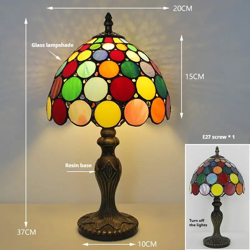 8inch Retro Stained Glass Bohemia Floral Lampshade Tiffany Antique Table Lamps - CTL