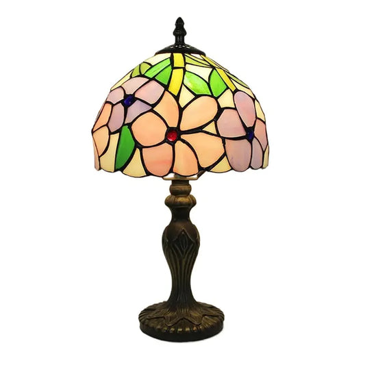 8inch Retro Stained Glass Flower Floral Lampshade Tiffany Table Lamp - CTL