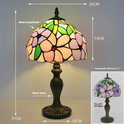 8inch Retro Stained Glass Flower Floral Lampshade Tiffany Table Lamp - CTL