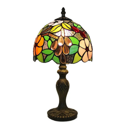 8inch Stained Glass Desk Light Grapes Flower Lampshade Tiffany Antique Lamps for Sale - CTL
