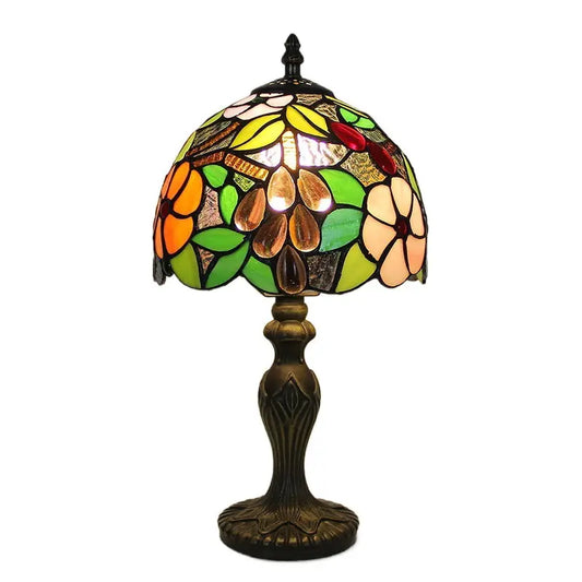 8inch Stained Glass Desk Light Grapes Flower Lampshade Tiffany Antique Lamps for Sale - CTL