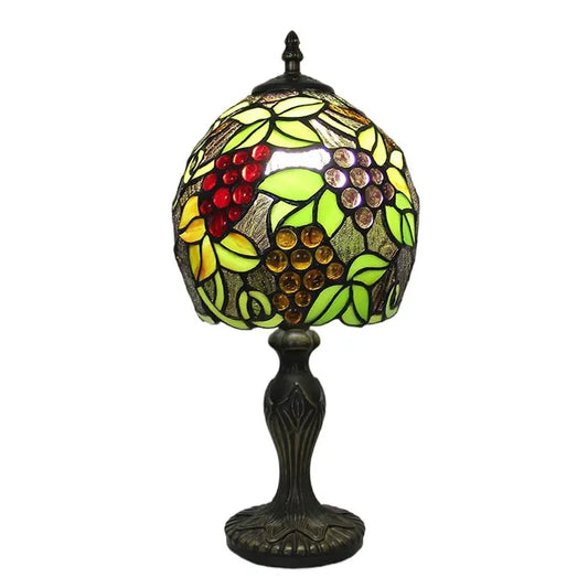 8inch Retro Stained Glass Grapes Flower Floral Lampshade Mini Tiffany Lamp Table Light - CTL