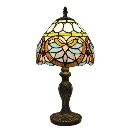 8inch Retro Stained Glass Baroque Lampshade Vintage Tiffany Style Lamps Table Light - CTL