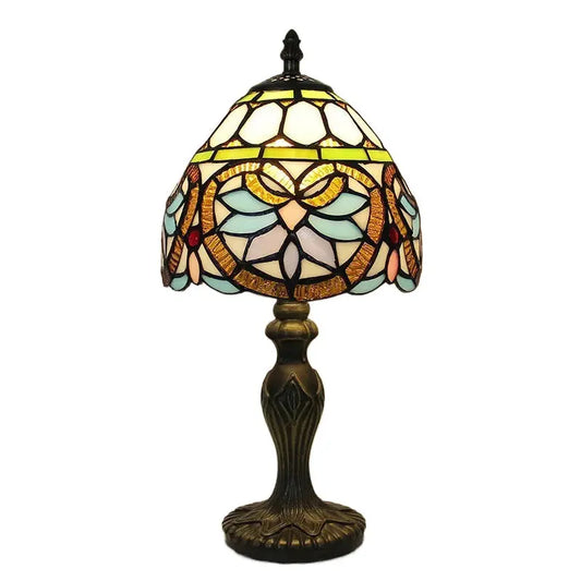 8inch Retro Stained Glass Baroque Lampshade Vintage Tiffany Style Lamps Table Light - CTL