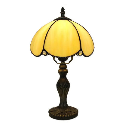 8inch Retro Stained Glass Yellow Lampshade Antique Tiffany Style Table Lamps - CTL