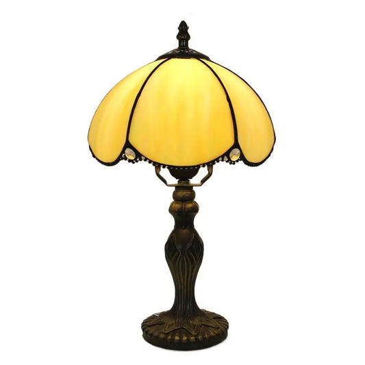 8inch Retro Stained Glass Yellow Lampshade Antique Tiffany Style Table Lamps - CTL