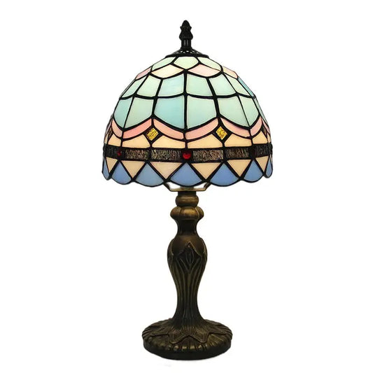 8inch Stained Glass Blue Lampshade Tiffany Table Lamps for Living Room - CTL