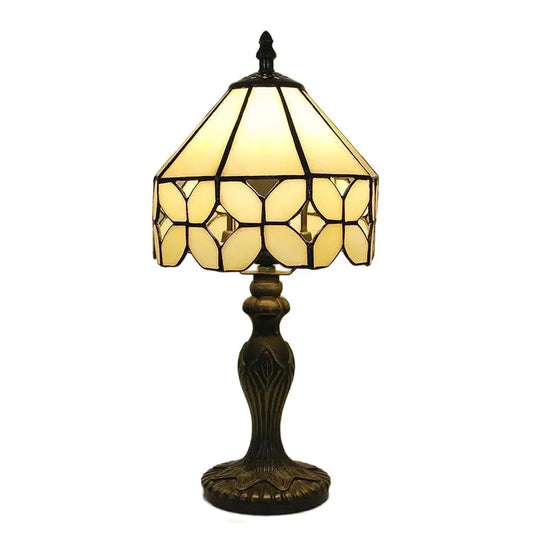 8inch Retro Glass Tiffany Style Lamps Stained Glass Beige Floral Lampshade Desk Light - CTL