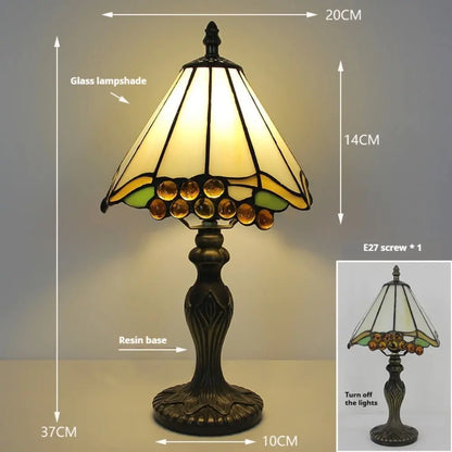 8inch Retro Stained Glass Simple Grape Lampshade Small Tiffany Table Lamp - CTL