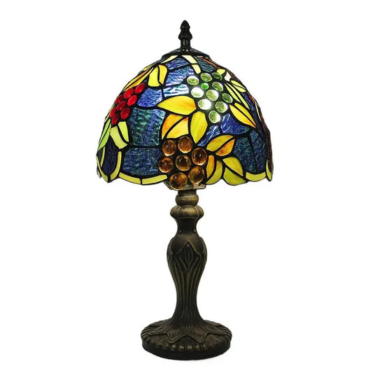 8inch Retro Stained Glass Grapes Lampshade Tiffany Style Desk Lamps - CTL