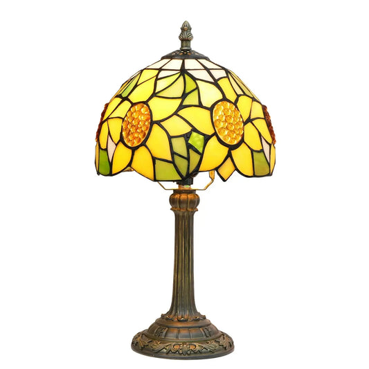 8inch Small Tiffany Table Lamps Tiffany Stained Glass Sunflower Lampshade Bedside Light - CTL