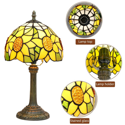 8inch Small Tiffany Table Lamps Tiffany Stained Glass Sunflower Lampshade Bedside Light - CTL