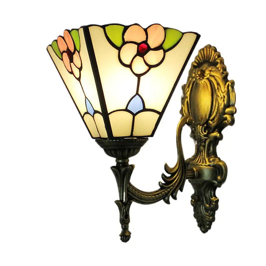 8inch Square Tiffany Lamp Stained Glass Rose Lampshade Wall Sconce Lamp - CTL