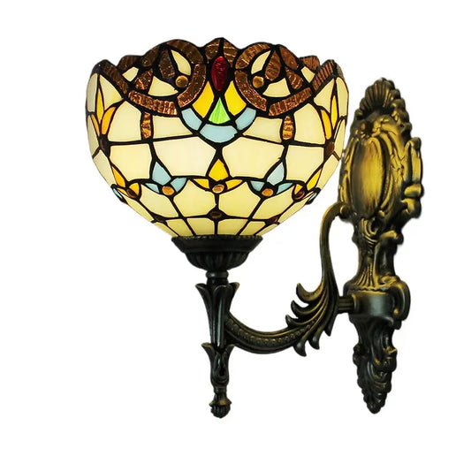 8inch Stained Glass Baroque Lampshade Tiffany Style Wall Lamps Sconce - CTL