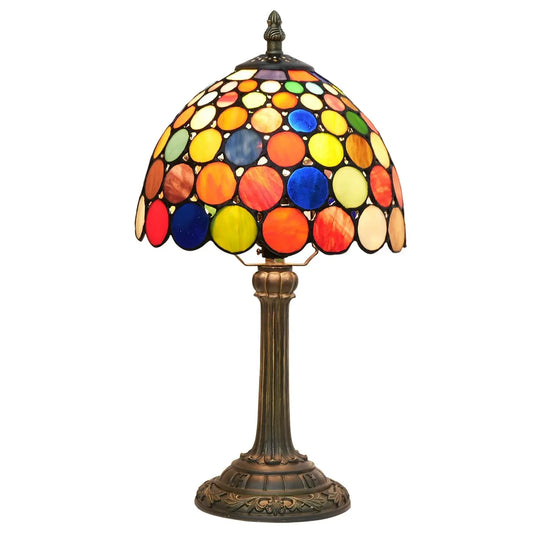 8inch Stained Glass Dazzling Round Colorful Lampshade Tiffany Table Lamp - CTL