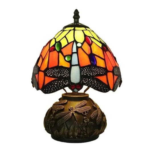 8inch Stained Glass Dragonfly Lampshade Vintage Tiffany Table Lamp