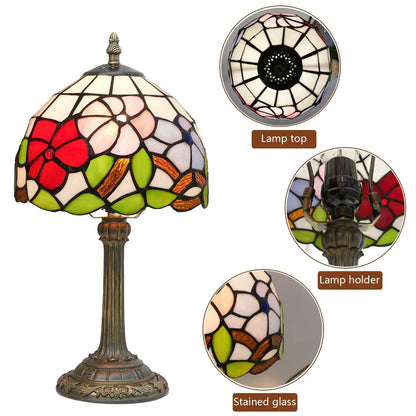 8inch Stained Glass Morning Glory Lampshade Bedside Light Small Tiffany Style Table Lamps - CTL