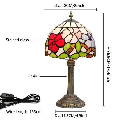 8inch Stained Glass Morning Glory Lampshade Bedside Light Small Tiffany Style Table Lamps - CTL