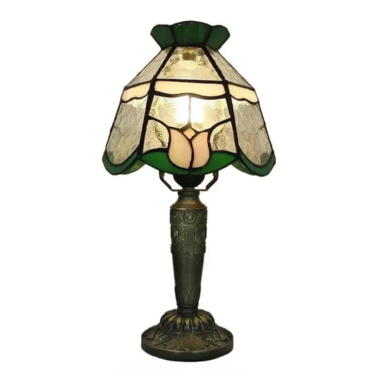 8inch Tiffany Lamp Desk Light with Stained Glass Rose Flower Lampshade - CTL