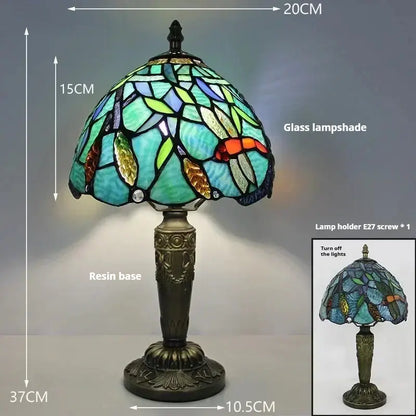 8inch Stained Glass Green Flower Lampshade Small Tiffany Lights Desk Lamp - CTL